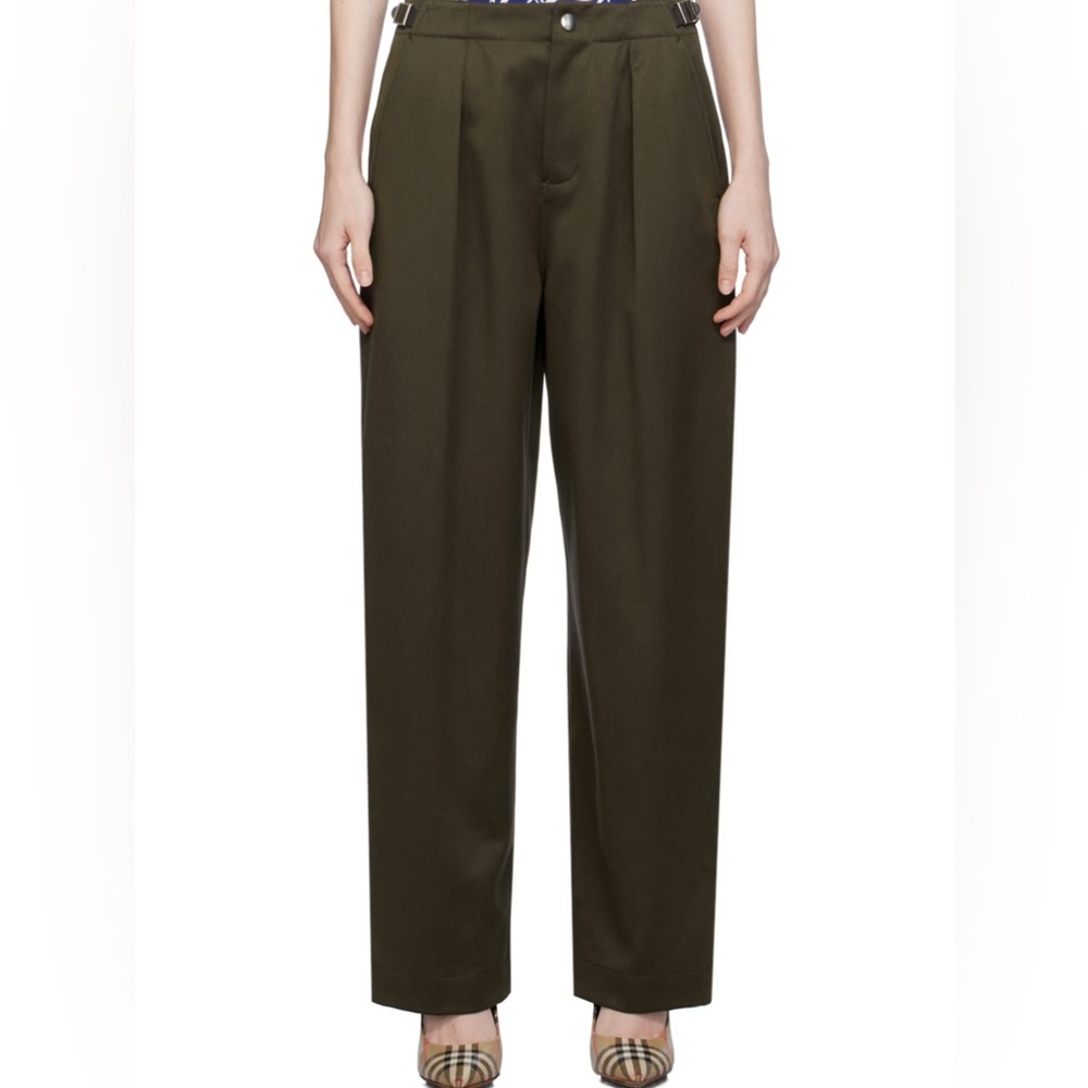 Olive Green Burberry Trousers
